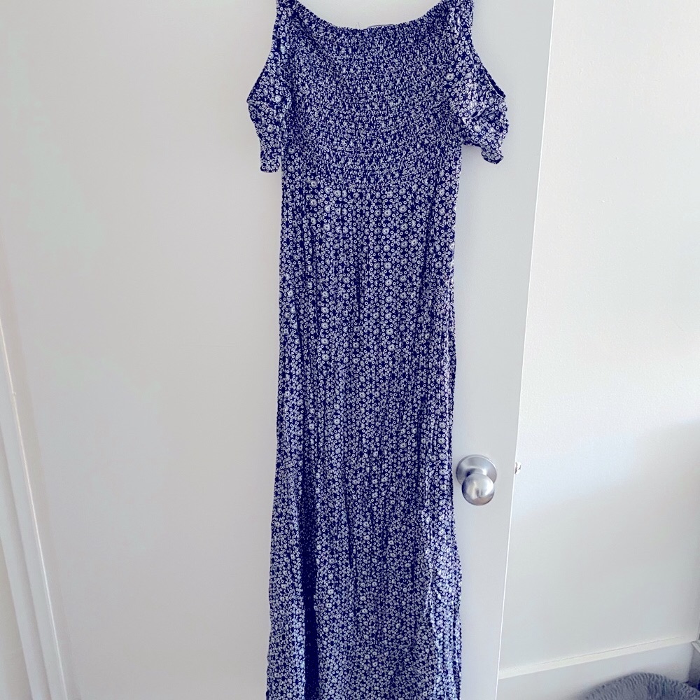 Lulus blue floral off shoulder maxi